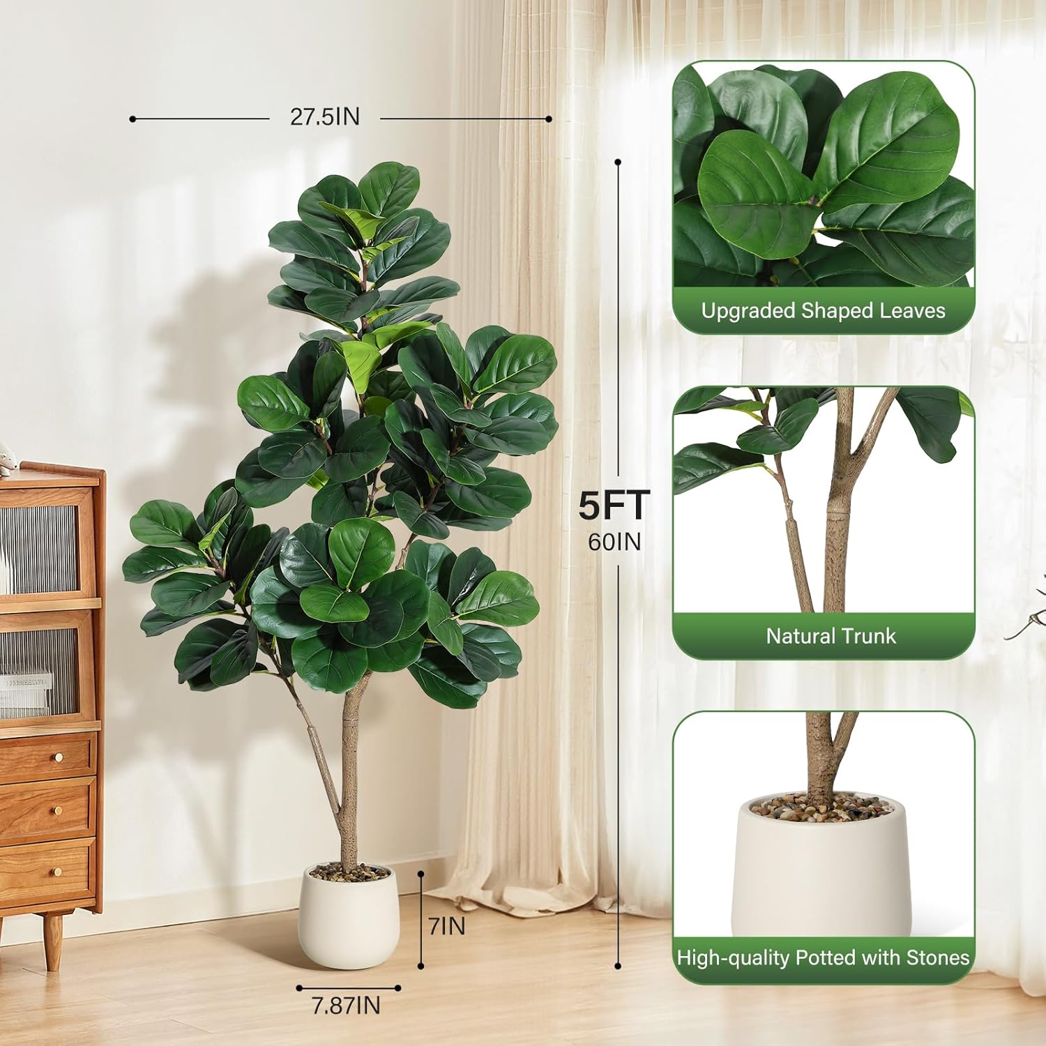 ต้นไม้ประดิษฐ์ฟิดเดิลลีฟฟิก -  - Ficus Lyrata Tree บทวิจารณ์และราคา