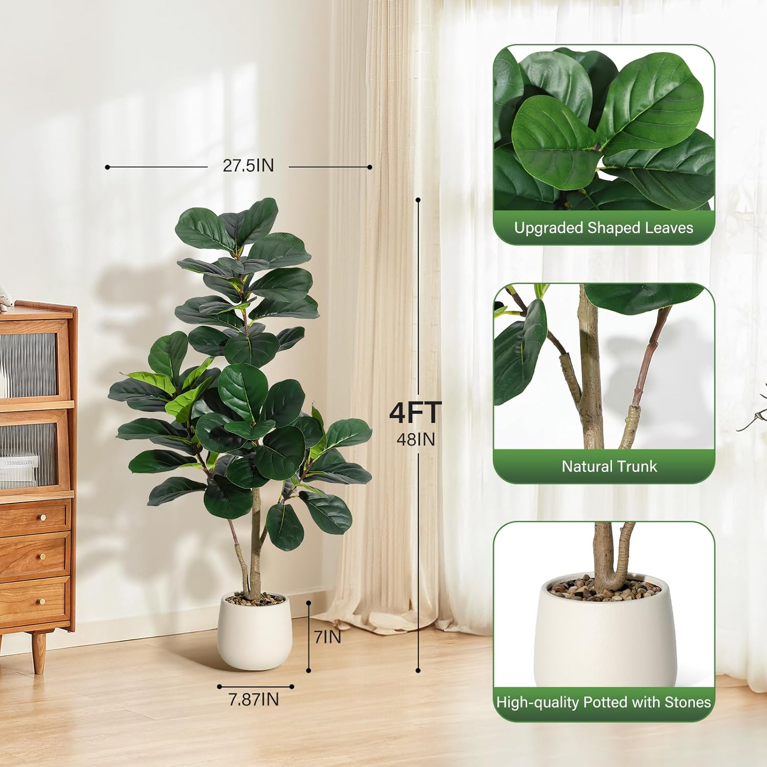 ต้นไม้ประดิษฐ์ฟิดเดิลลีฟฟิก -  - Ficus Lyrata Tree บทวิจารณ์และราคา